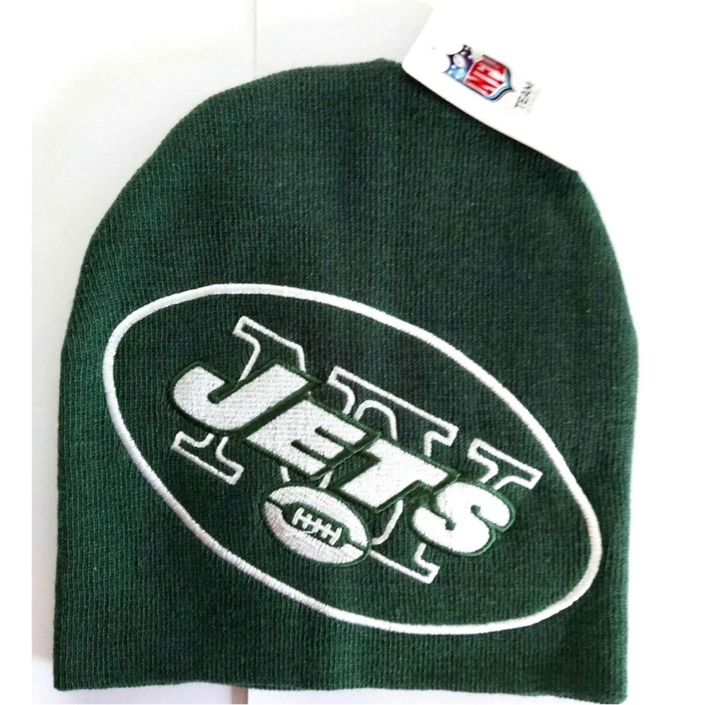 New York Jets Green Knit Beanie Hat Embroidered Logo Skull Cap